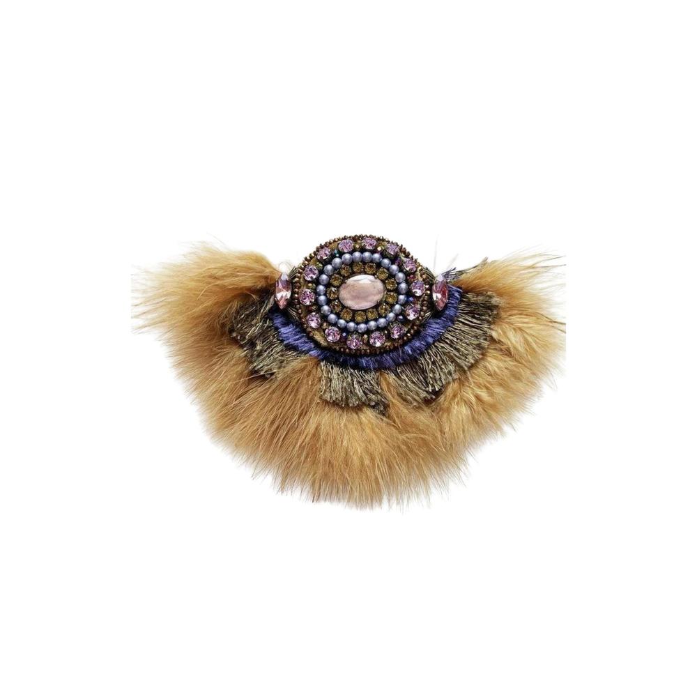 Satellite Paris - Feather and Crystal Embellished Brooch by Satellite Paris